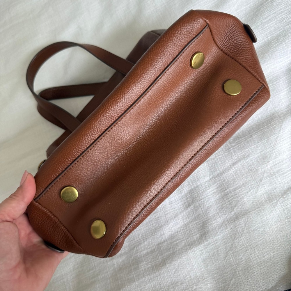 Fossil Sydney Satchel Brown Pebbled Leather Top Handle Bag SHB1032210 - Picture 7 of 9